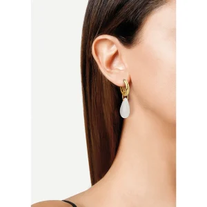 Clearance CURVY Orecchini a cerchio e pendete goccia in resina milky colorata Orecchini