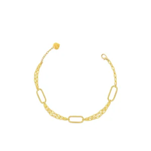 Fashion GRACE bracciale con doppia catena e tre maglie ovali diamantate Bracciali